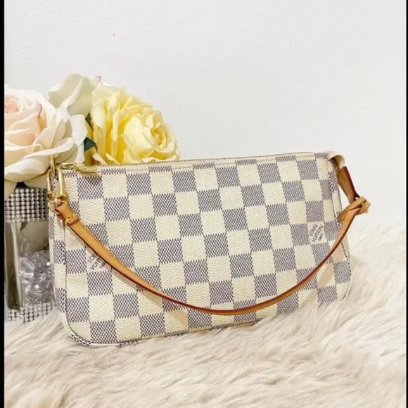 Louis Vuitton pochette accessories mini bag, damier azur - Picture 1 of 7